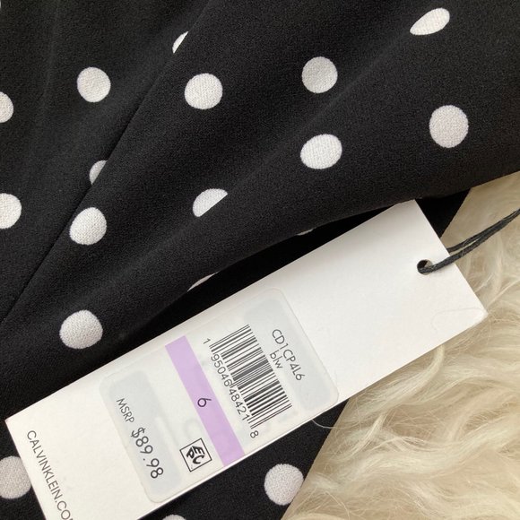 Calvin Klein Polka-Dot Fit & Flare Dress - Picture 6 of 9